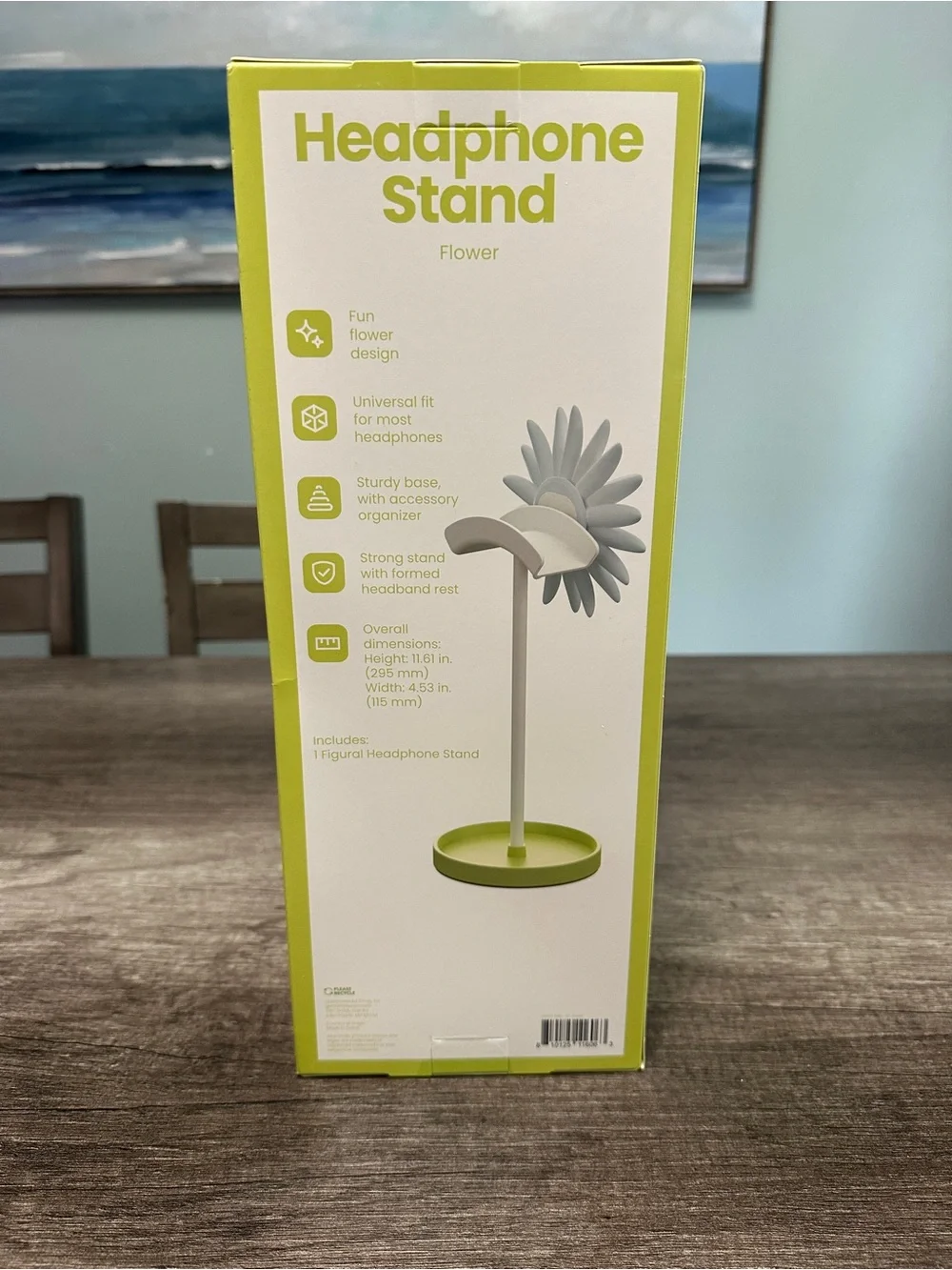 Headphone Stand Flower - Yellow Center with Light Gray Petals
